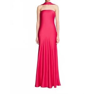 NEW HALSTON HERITAGE vali crepe gown in red